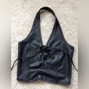 ONE BY ONE Womens faux leather halter.